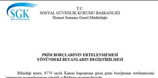 Prim Erteleme Beyanını Değiştirmek