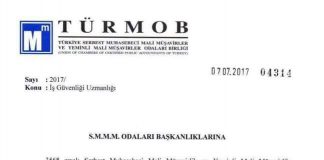 İş Güvenlik Uzmanlığı ve Mali Müşavirliğin Bir Arada Yapılabileceğine Dair Turmob Yazısı