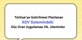 KDV de DUZ ORAN UYGULAMASI