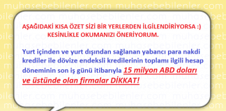 15 milyon uzeri kredisi olanlar dikkat