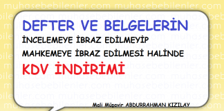 defter ve belgelerde kdv indirimi