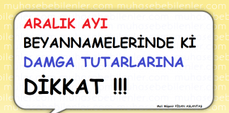 aralik ayi beyannamelerdeki damga tutarlari