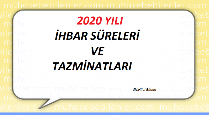 İHBAR TAZMİNATLARI (01.01.2020 - 31.12.2020)