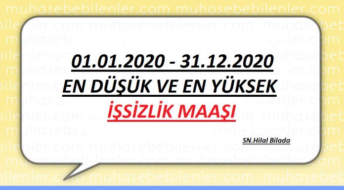 01.01.2020 – 31.12.2020 İŞSİZLİK MAAŞI