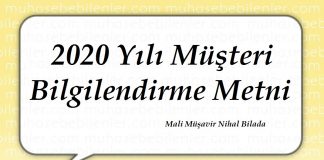 2020 Yılı Müşteri Bilgilendirme Metni