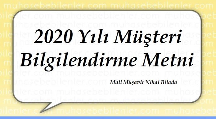 2020 Yılı Müşteri Bilgilendirme Metni