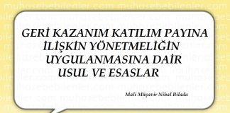 GERİ KAZANIM KATILIM PAYINA İLİŞKİN YÖNETMELİĞİN UYGULANMASINA DAİR USUL VE ESASLAR