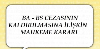 BA - BS CEZASININ KALDIRILMASINA İLİŞKİN MAHKEME KARARI