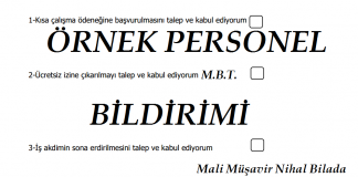 ÖRNEK PERSONEL BİLDİRİM FORMU