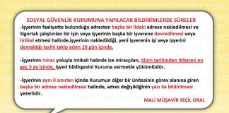 SIGORTAYA YAPILACAK BILDIRIMLERDE SURELER