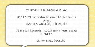 TASFIYE SURESIDE DEĞISI