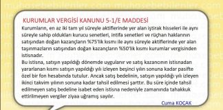 KURUMLAR VERGISI KANUNU 5-1 E MADDESI