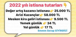 2022 yılı istisna tutarları