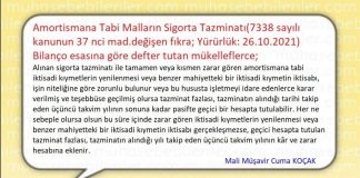 Aortismana tabi malların sigorta tazminatı