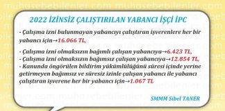 izinsiz yabancı isci cezası 2022