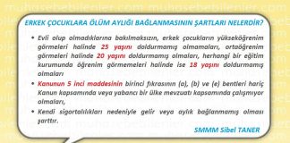 ERKEK ÇOCUKLARA ÖLÜM AYLIĞI BAĞLANMASININ ŞARTLARI NELERDİR?