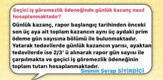 Geçici iş göremezlik ödeneğinde günlük kazanç nasıl hesaplanmaktadır?