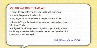 ASGARİ YATIRIM TUTARLARI