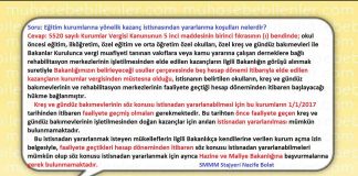 EGİTİM KURUMLARINDA KAZANC İSTİSNASI