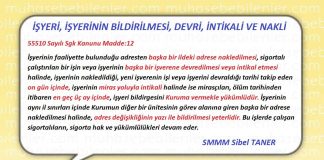 İSYERİ,İSYERİNİN BİLDİRİLMESİ,NAKLİ