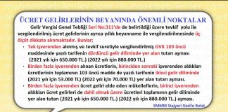 UCRET GELİRİNİN BEYANINDA ONEMLİ NOTLAR