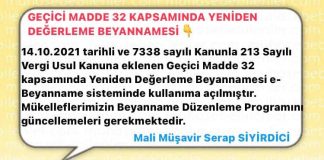 YENİDEN DEGERLEME GECİCİ MADDE 32