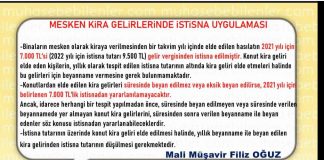 MESKEN KiRA GELiRLERiNDE iSTiSNA UYGULAMASI