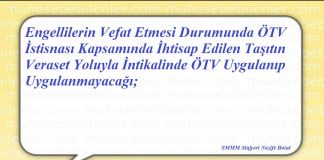 ENGELLİLERİN VEFAT ETMESİNDE OTV