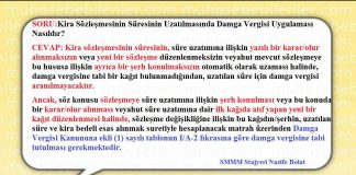 KİRA SOZLESMESİNİN UZATILMASINDA DAMGA VERGİSİ