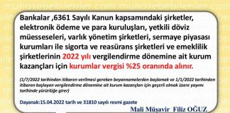 bazı sektörler için yeni kurumlar vergisi oranı