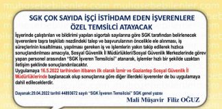 SGK ÇOK SAYIDA İŞÇİ İSTİHDAM EDEN İŞVERENLERE ÖZEL TEMSİLCİ ATAYACAK