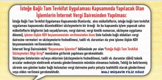 İsteğe Bağlı Tam Tevkifat Uygulaması Kapsamında Yapılacak Olan İşlemlerin İnternet Vergi Dairesinden Yapılması: