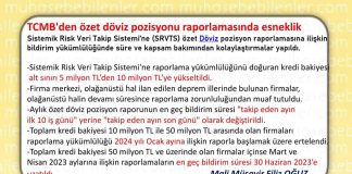 TCMB'den özet döviz pozisyonu raporlamasında esneklik