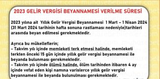 2023 GELİR VERGİSİ BEYANNAMESİ VERİLME SÜRESİ