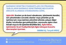 BAĞIMSIZ DENETİM STANDARTLARI 250 FİNANSAL TABLOLARIN BAĞIMSIZ DENETİMİNDE MEVZUATIN DİKKATE ALINMASI STANDARDINA GÖRE