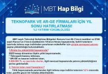 TEKNOPARK VE AR-GE FİRMALARI İÇİN YIL SONU HATIRLATMASI %3 YATIRIM YÜKÜMLÜLÜĞÜ HK.