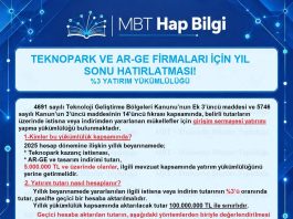TEKNOPARK VE AR-GE FİRMALARI İÇİN YIL SONU HATIRLATMASI %3 YATIRIM YÜKÜMLÜLÜĞÜ HK.
